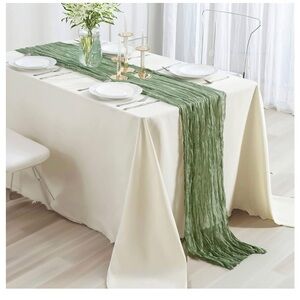9 Pack Sage Green Cheesecloth Table Runner, 35x120 Inch (3ft x 10ft)